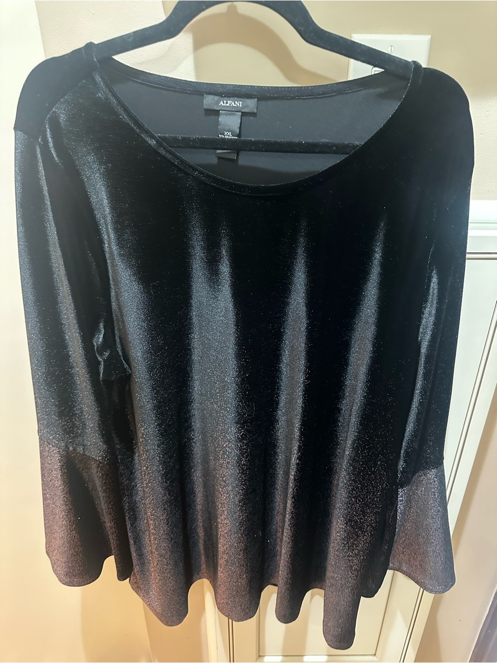 Alfani Black and purple gradient Velvet Long-Sleeve Top